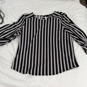 Adrianna Papell Monochrome Striped Blouse